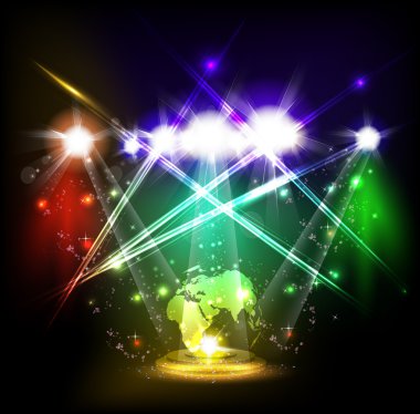 World neon light stage clipart