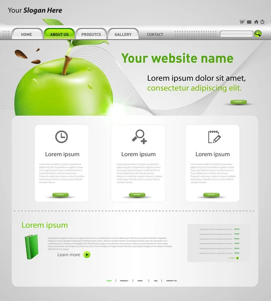 Plantilla vectorial de diseño web con manzana — Vector de stock