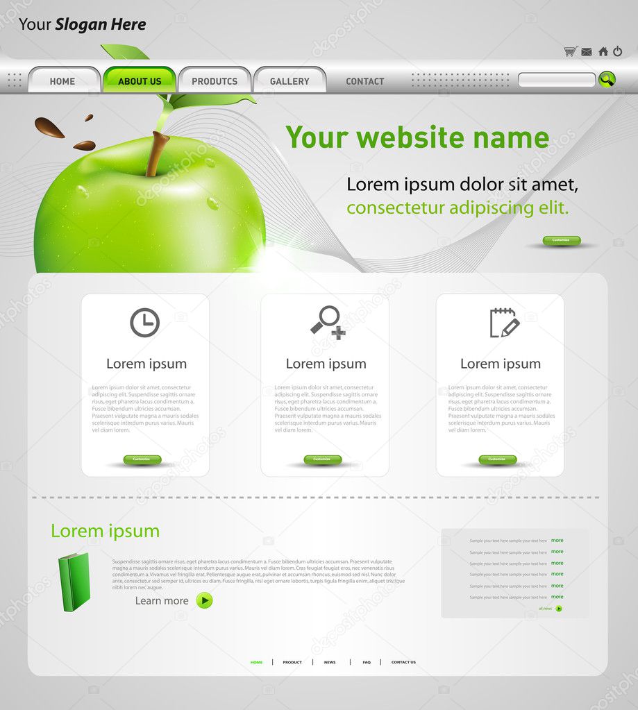Web design vector template with apple