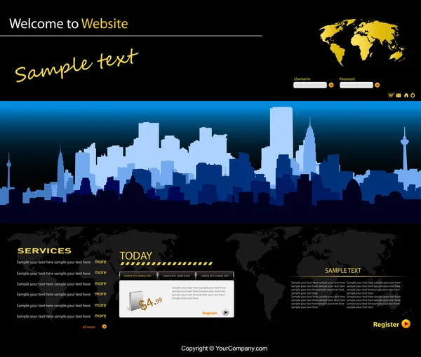 Plantilla de diseño del sitio web, diseño de comunicación — Vector de stock