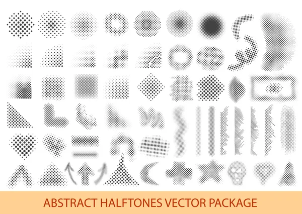 Ilustración vectorial patrones de medio tono conjunto — Archivo Imágenes Vectoriales
