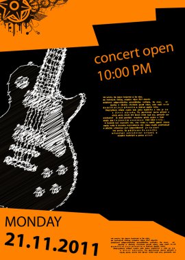 Music poster with guitar clipart
