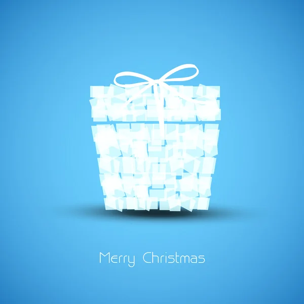 Caja de arte azul simple tarjeta de Navidad — Vector de stock