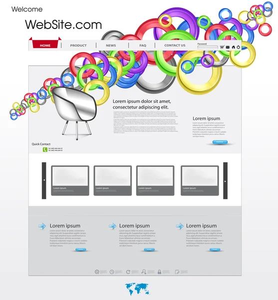 Modèle de site Web coloré avec cercle — Image vectorielle