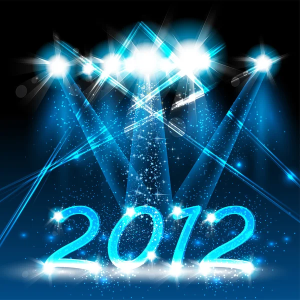 Feliz ano novo 2012, palco de néon — Vetor de Stock