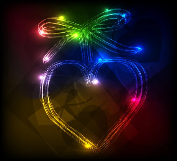 Fond lumineux coeur néon — Image vectorielle