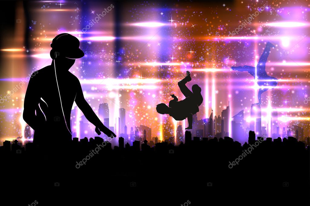 Party DJ sound on city background Stock Vector Image by ©vectorguru #7814653