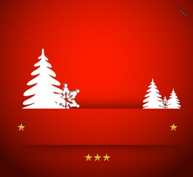 Christmas snowflake and simple tree clipart