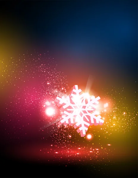 Neon Snowflake concept card, easy color editable — Stock Vector