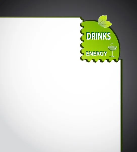 Bevande carta progettazione energia — Vettoriale Stock