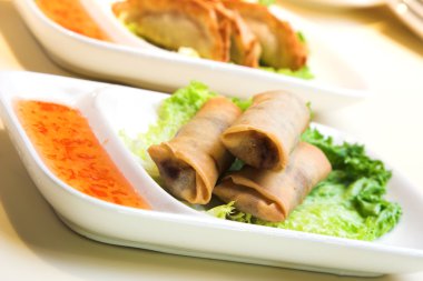 Crisp vegetable springrolls clipart