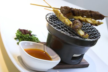 Beef & Chicken Satay with Peanut Sauce clipart