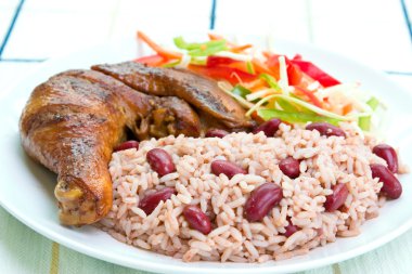 Jerk Chicken with Rice - Caribbean Style clipart