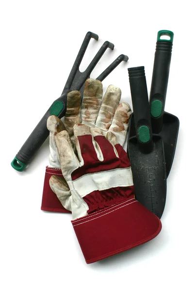 Jardinería usada y guantes de trabajo — Foto de Stock