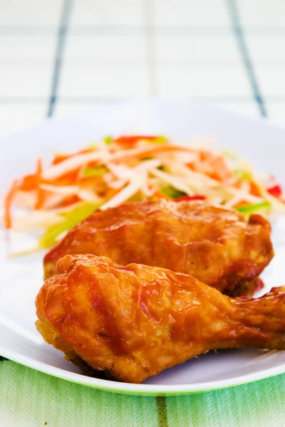 Fried Chicken with Sauce - Caribbean Style — Stock Photo, Image