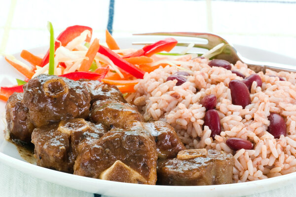Oxtail Curry with Rice - Caribbean Style