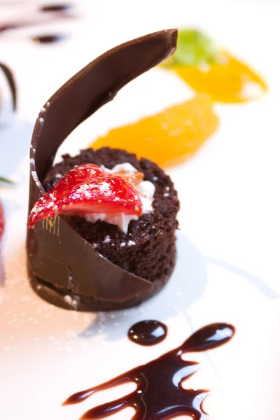 Dessert aus dunkler Schokolade — Stockfoto