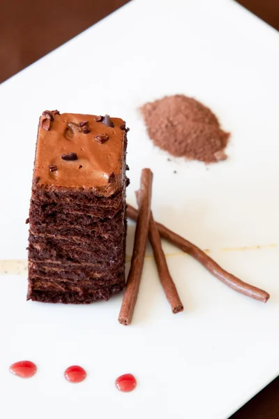 Dessert di spugna al cioccolato — Foto Stock