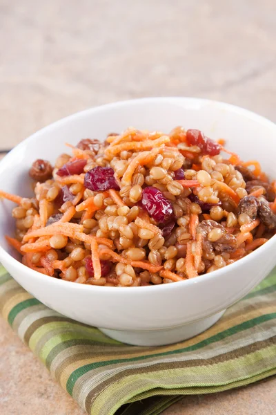 Vegan Salad - Wheat Berry Salad with Cranberries and Nuts — Stock Photo, Image