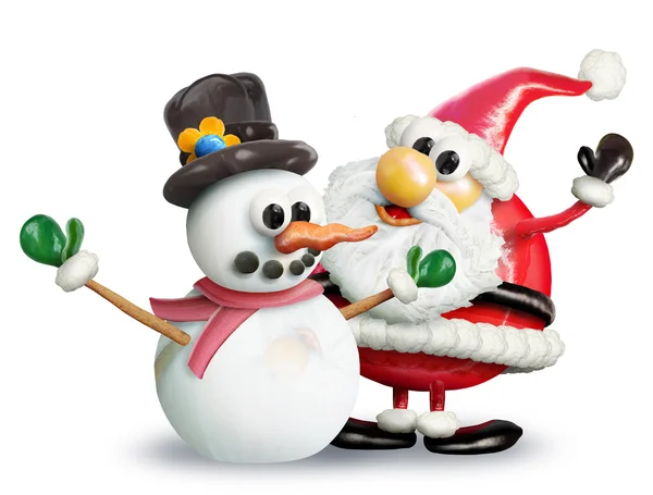 Veggiefruit yılbaşı kardan adam ve Noel Baba — Stok fotoğraf