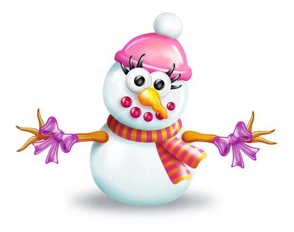 Desenhos animados menina boneco de neve — Fotografia de Stock