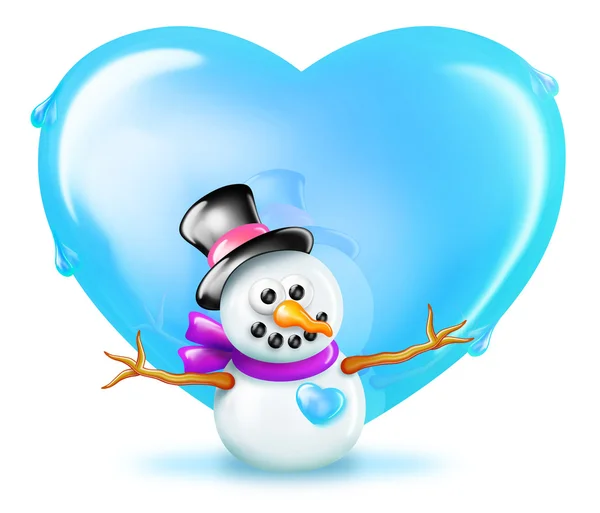 Сніговик з серцем — стокове фото