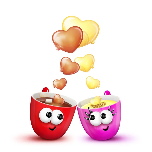 Amor taza caliente chocolate y huevo amor — Foto de Stock