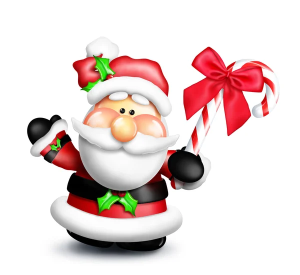 Gumdrop Cartoon Santa Segurando Candy Cane — Fotografia de Stock