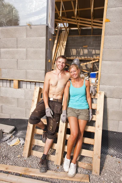 Bygningsarbeider – stockfoto