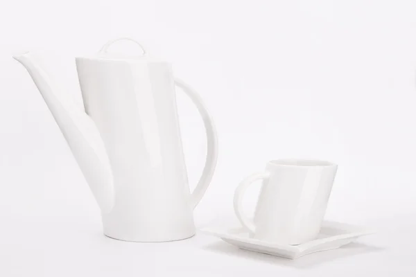 Білий coffeepot — стокове фото
