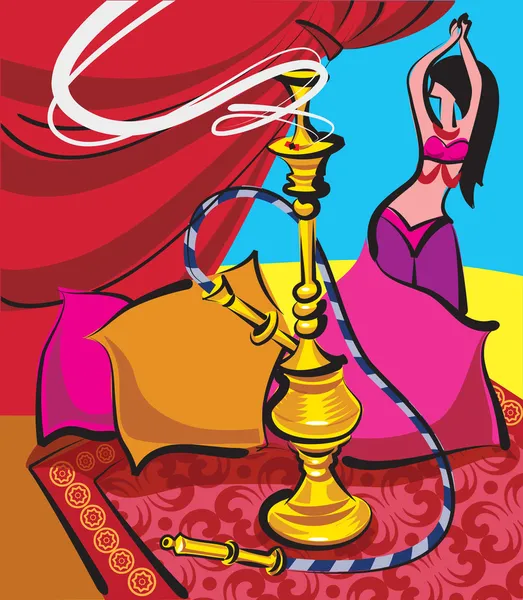 Hookah and belly dancer — Stock Photo, Image