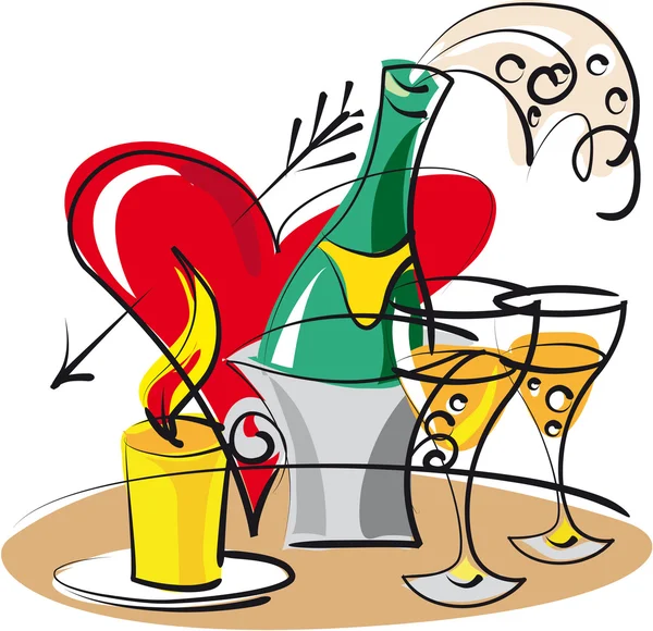 Champagne per gli amanti — Vettoriale Stock
