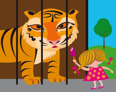 çocuk ve tiger hayvanat bahçesinde