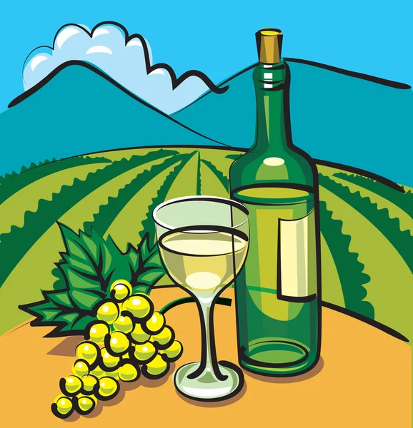 Droge tabel wijn en druivenmost — Stockvector