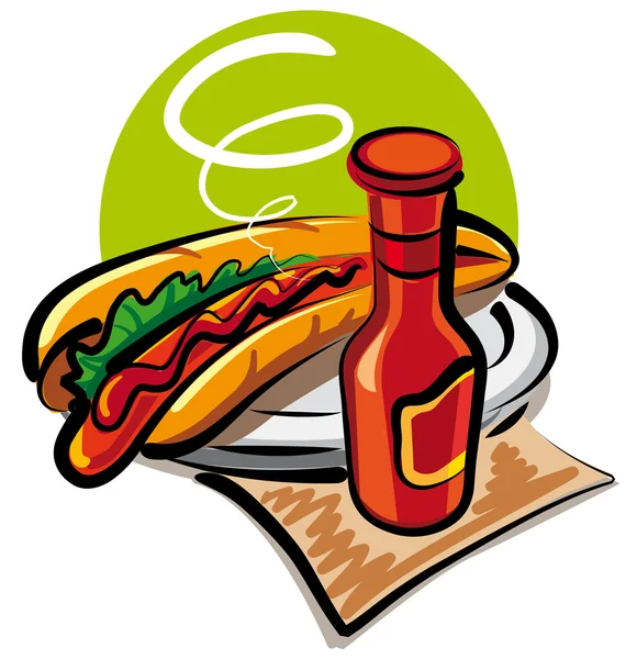 Hot dog et ketchup — Image vectorielle
