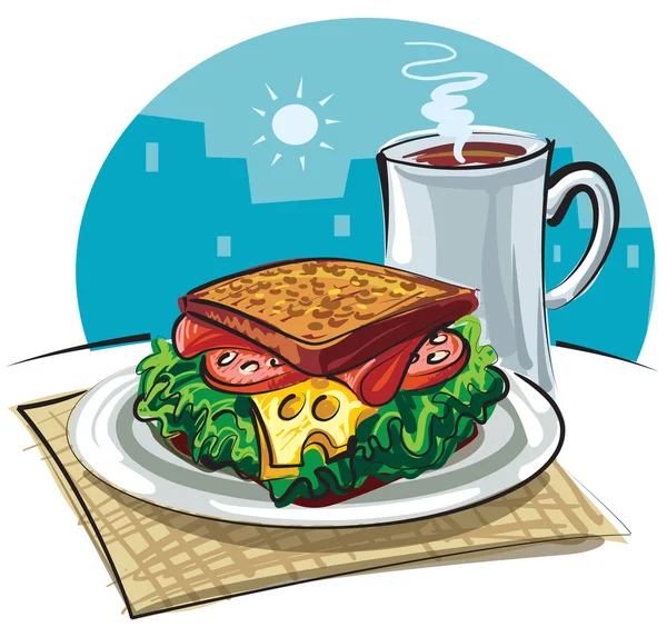 Бутерброд і кава — стоковий вектор
