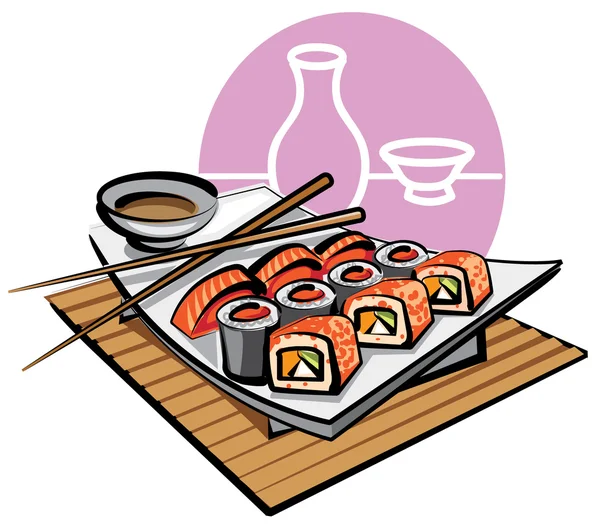 Sushi japan mat — Stock vektor
