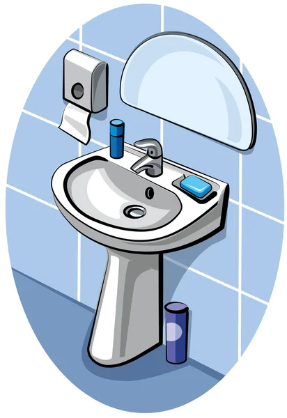 Lavabo et robinet dans la salle de bain — Image vectorielle