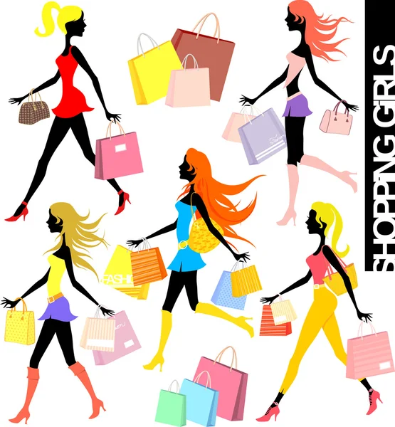 Shopping girls — Stock Vector