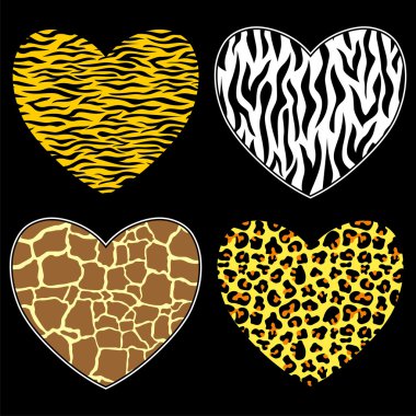 Hearts with animal print clipart