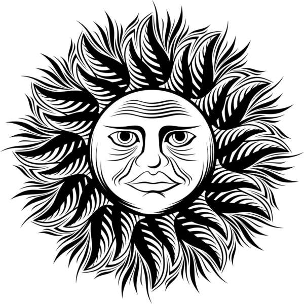 Illustration of sun with face — Stock Vector