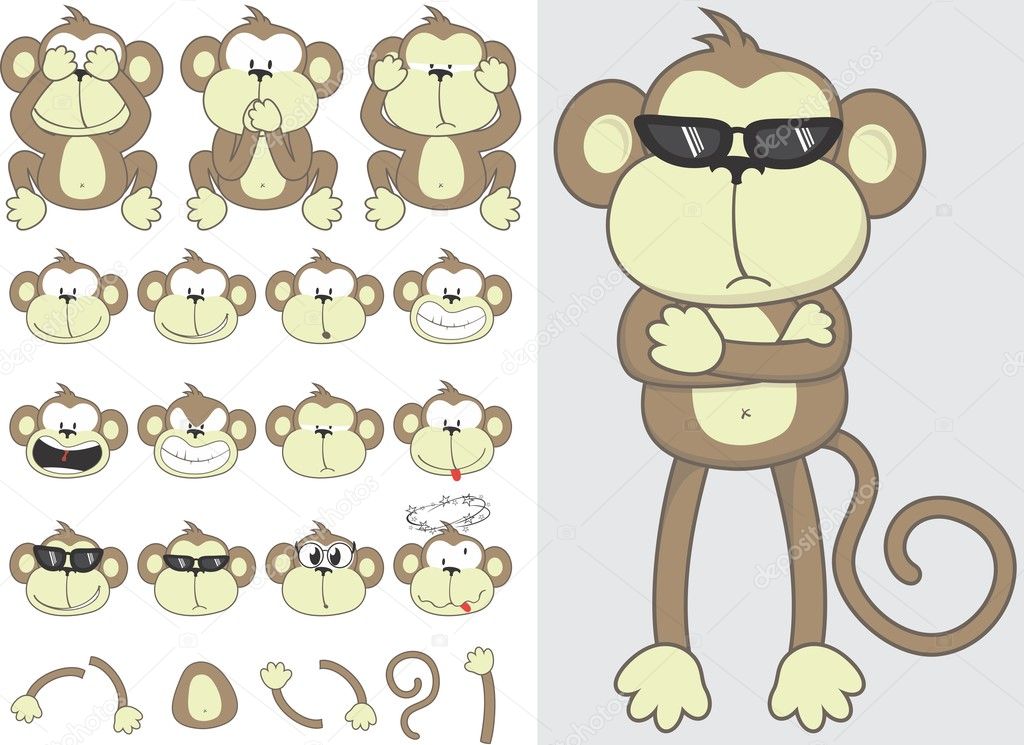 Folhas De Scrapbook De Macaco Engraçado Vetor De Desenho Animado