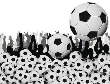 beyaz zemin üzerinde birçok futbol topları