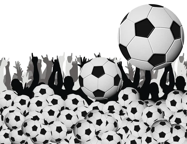Många fotbollar på vit bakgrund — Stockfoto