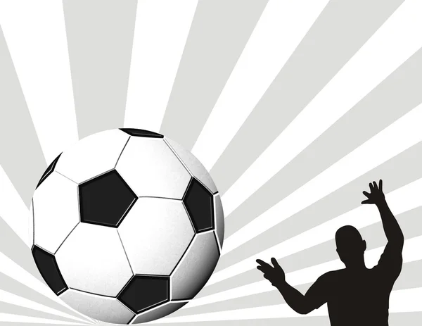 Postać człowieka i piłkę przed białymi paskami — Zdjęcie stockowe