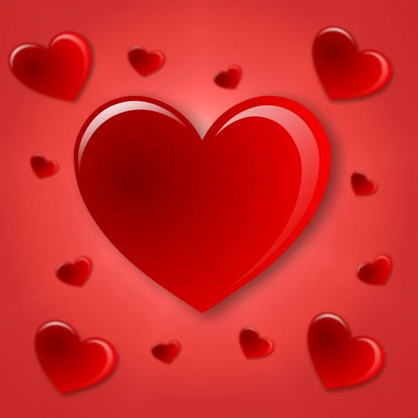 Hjärtan på en röd bakgrund — Stockfoto