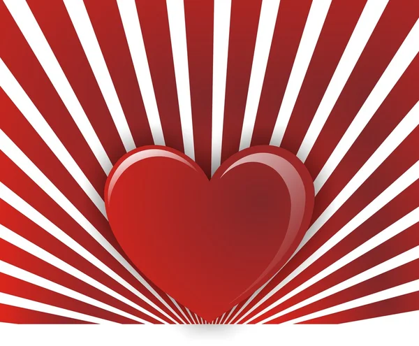 Un cuore su uno sfondo a strisce bianche rosse — Foto Stock