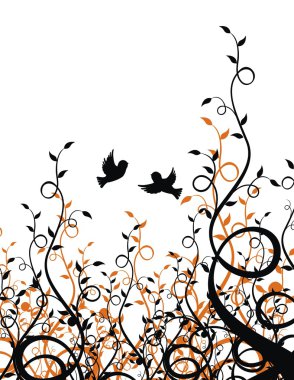 Sparrows and plants clipart