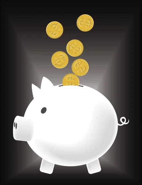 Piggybank with coin — Stock Vector