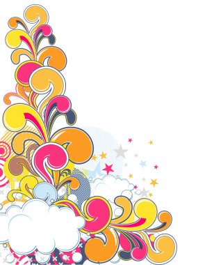 Clouds and design elements with copy space clipart